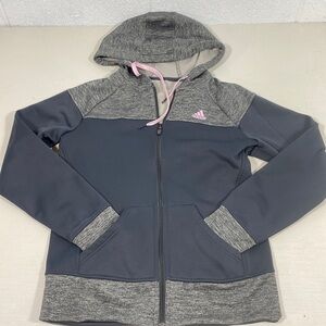 Adidas grey two tone hoodie with zipper​​​​​​​​​​​​​​​​​